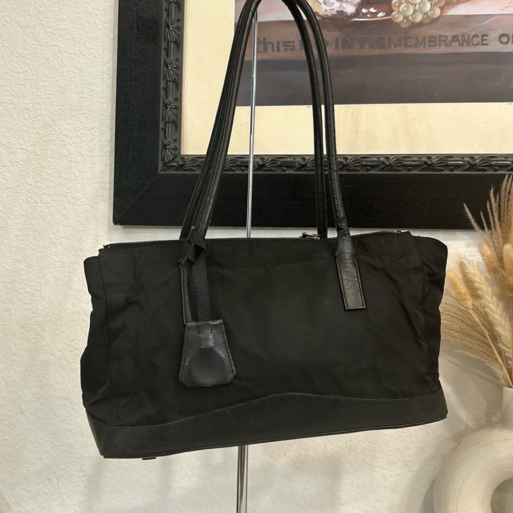 Prada black Tessuto nylon and leather shoulder bag vintage - Picture 1 of 12